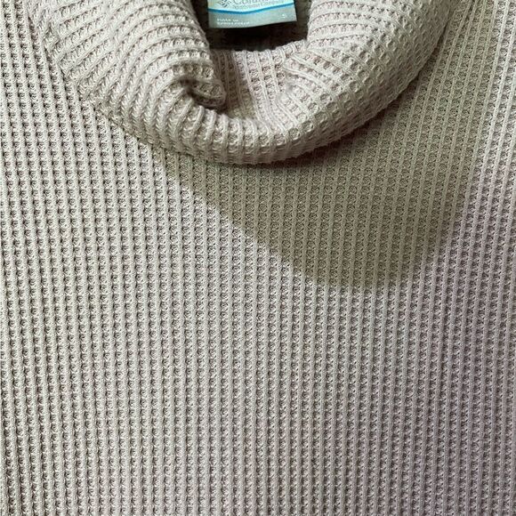 COLUMBIA Waffle Knit Cowl Neck Pullover Dusty Rose Women’s Size Small - Picture 5 of 8